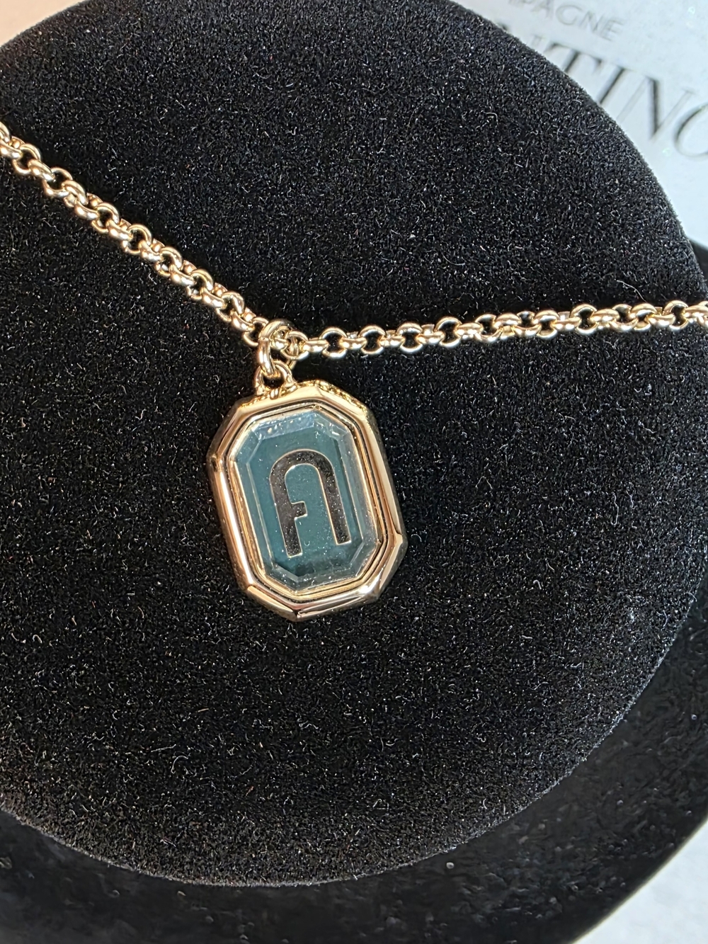 Furla Octagonal Green Logo Necklace - Picture 3 of 8